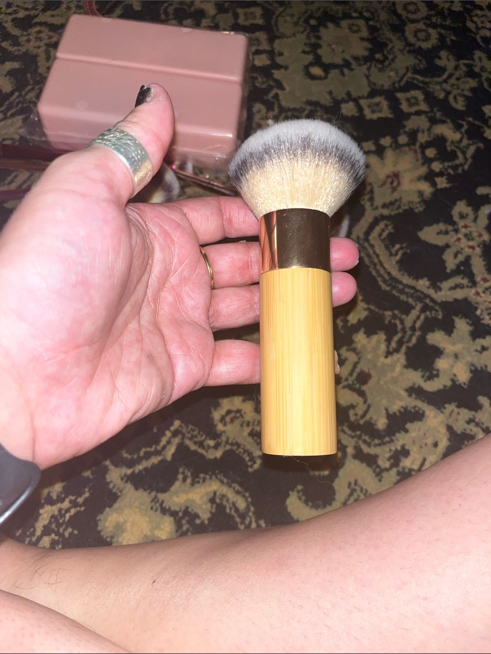 tarte Bamboo Handle Kabuki Brush with Rose Gold Ferrule and Two-Tone Bristles